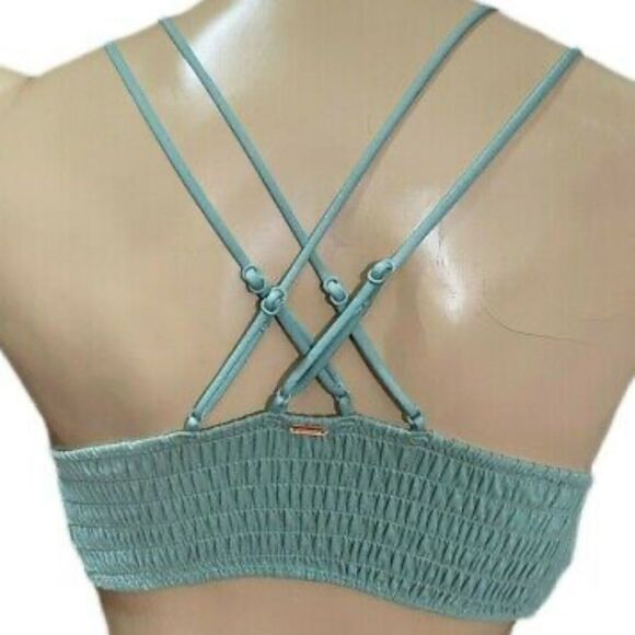 Victorias Secret Pink Smocked Triangle Lined Removable Padding Bralette green L - Picture 2 of 2